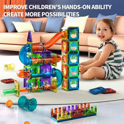 Clear Magnetic Tiles Marble Run Building Set