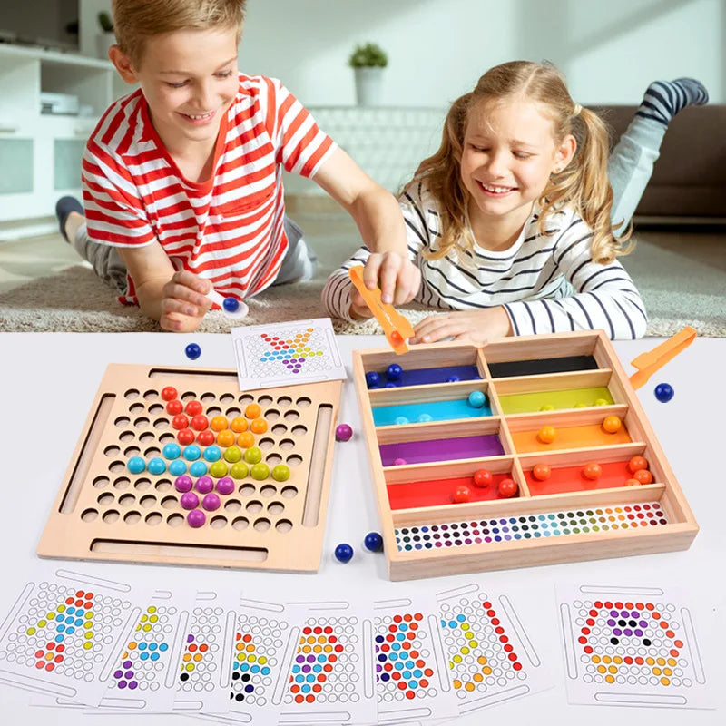 Wooden Clip Beads Sorting Game