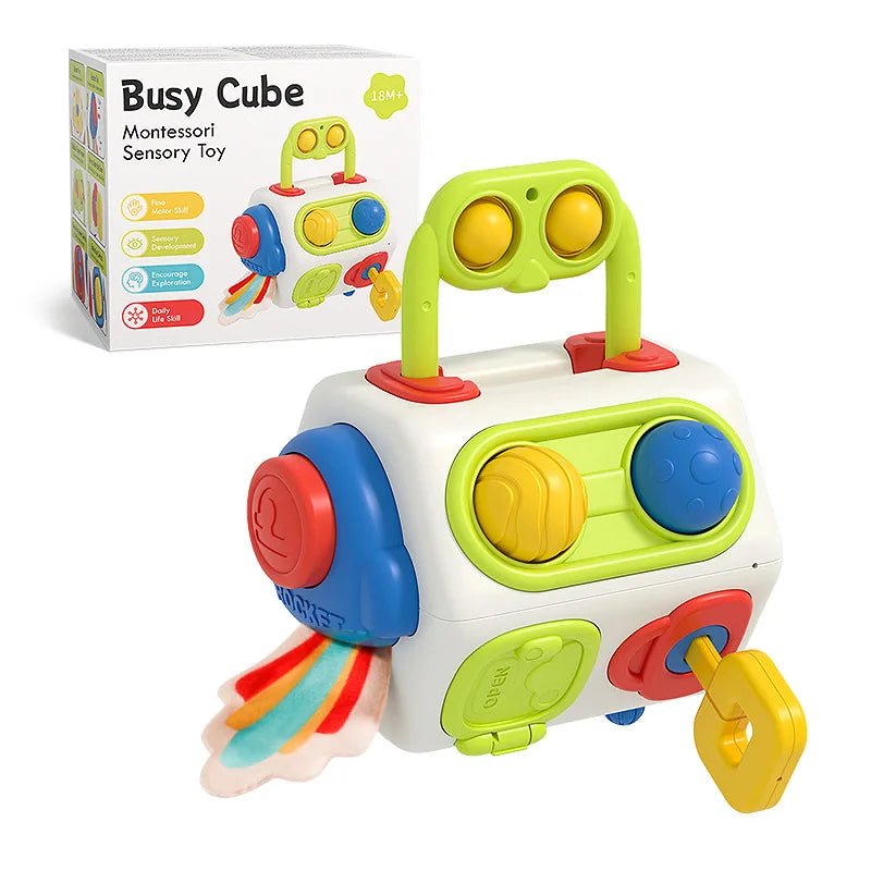 Montessori Busy Cube Sensory Activity Toy