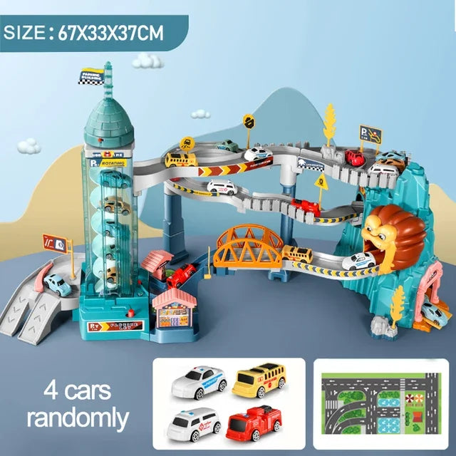 Dinosaur Parking Garage Rail Car Set