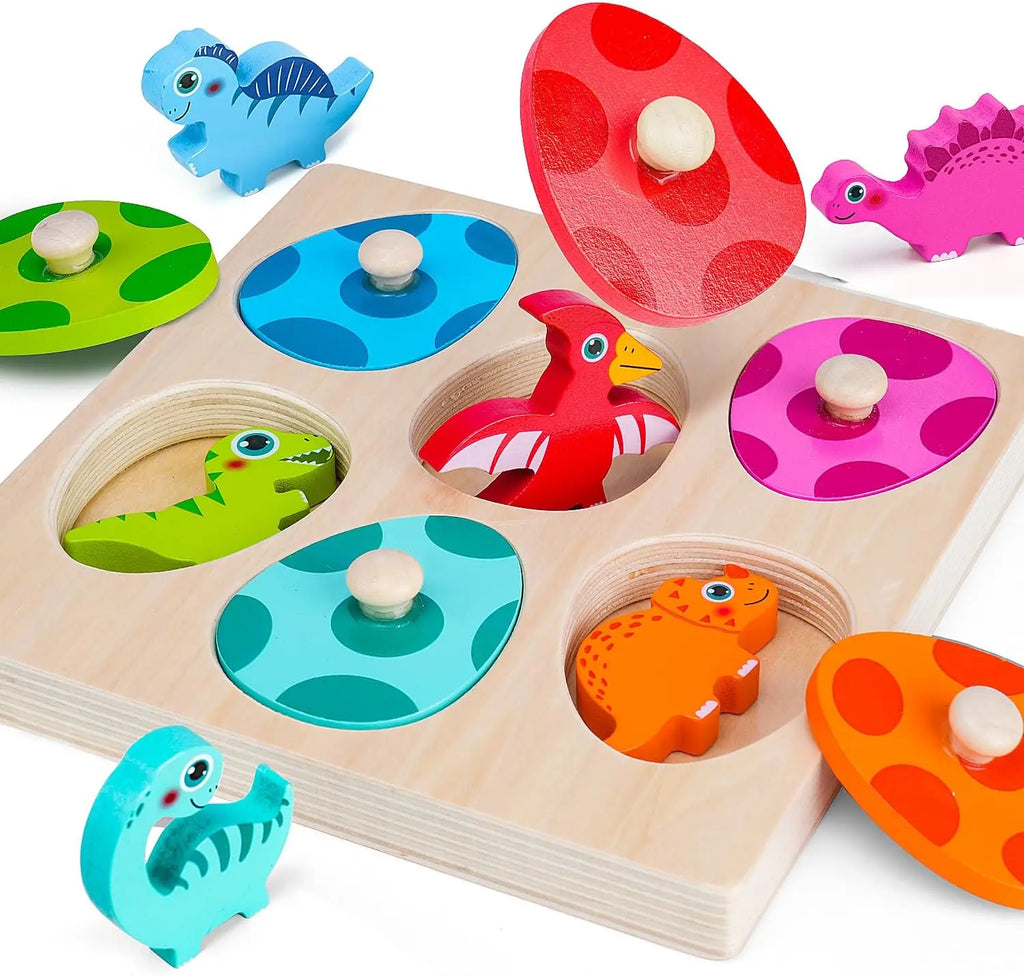 Montessori Wooden Dinosaur Egg Peg Jigsaw Puzzle