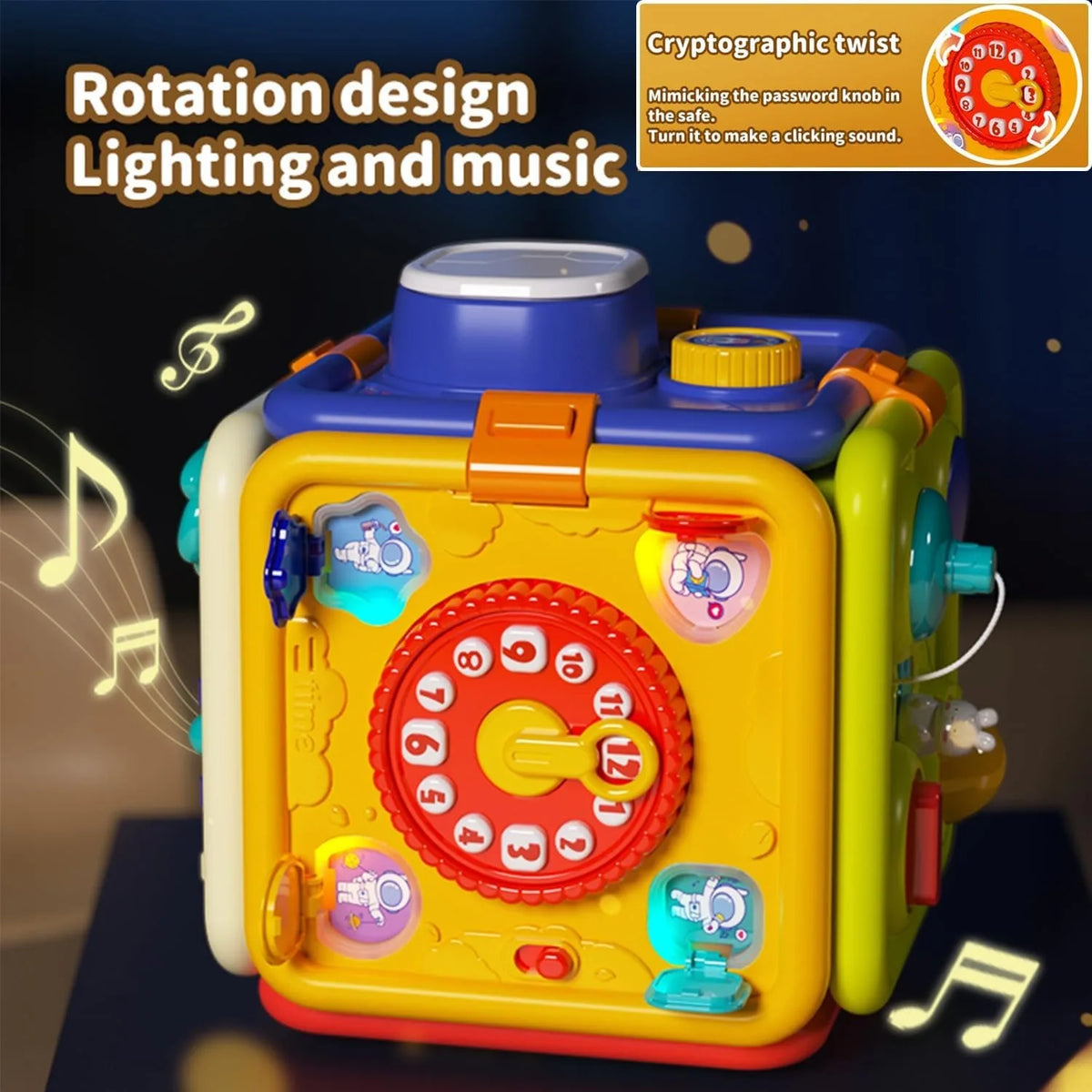 6-in-1 Montessori Activity Cube with Music and Lights