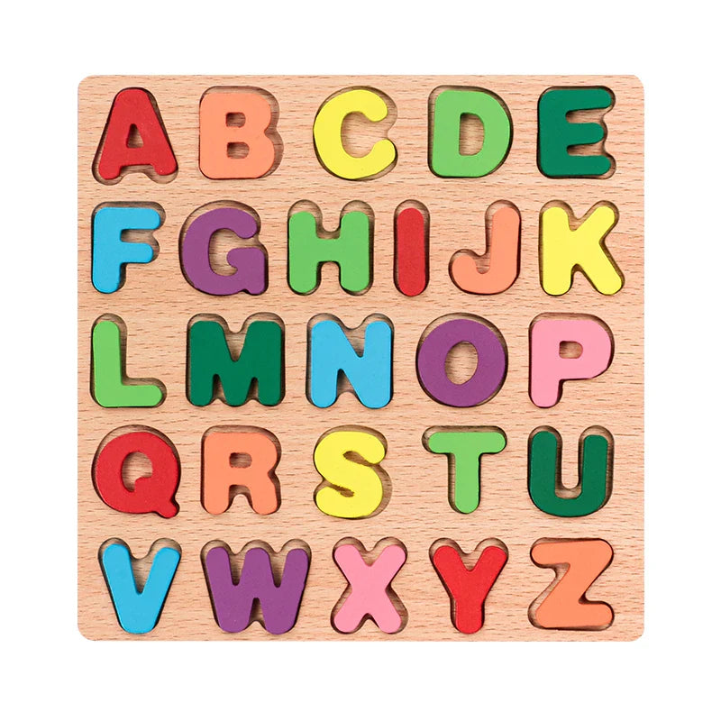 Wooden Alphabet & Number Puzzle Board