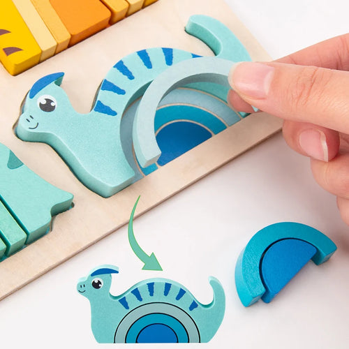 Wooden Dinosaur Shape Matching Puzzle