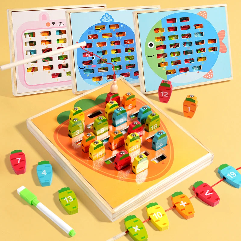 Wooden Magnetic Fishing and Drawing Game