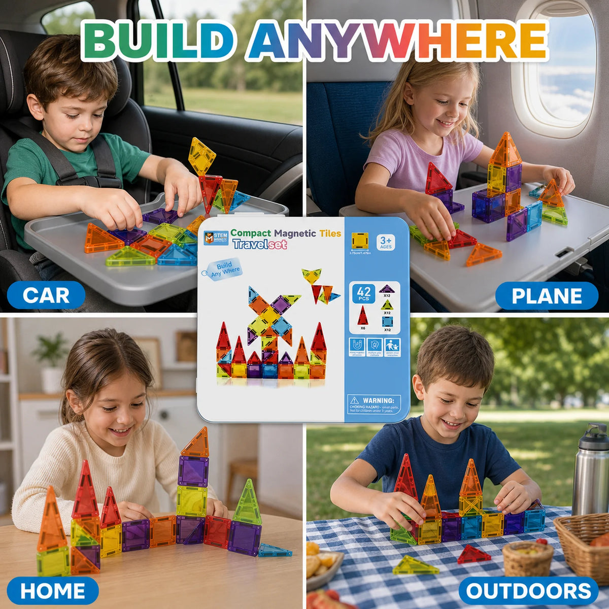 Mini Magnetic Tiles Travel Set in Tin Box