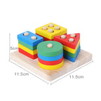 Montessori Wooden Sorting & Stacking Toy – Color and Shape Learning Board