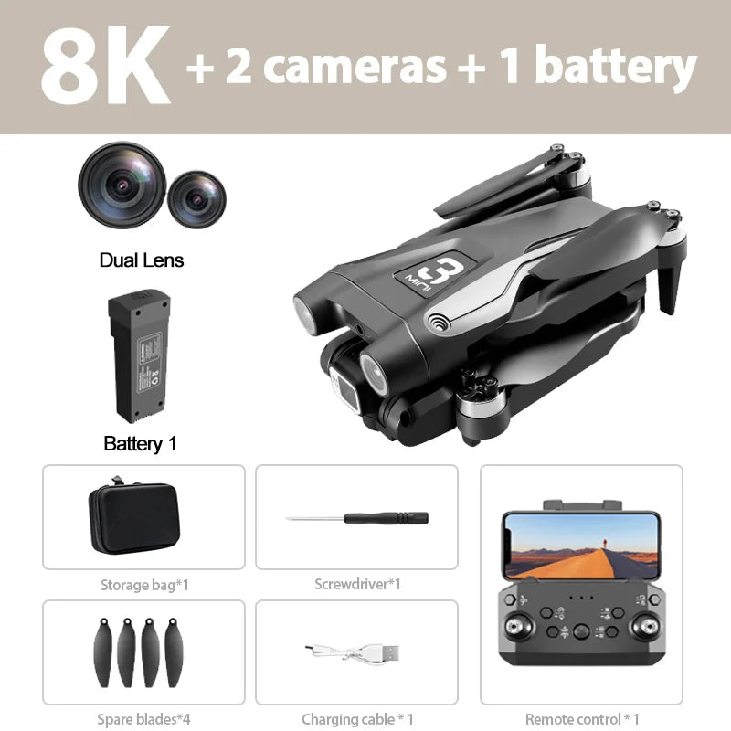 Z908 Pro / MAX 8K Drone – 4K/6K/8K WiFi FPV Quadcopter with Optical Flow & 3-Sided Obstacle Avoidance