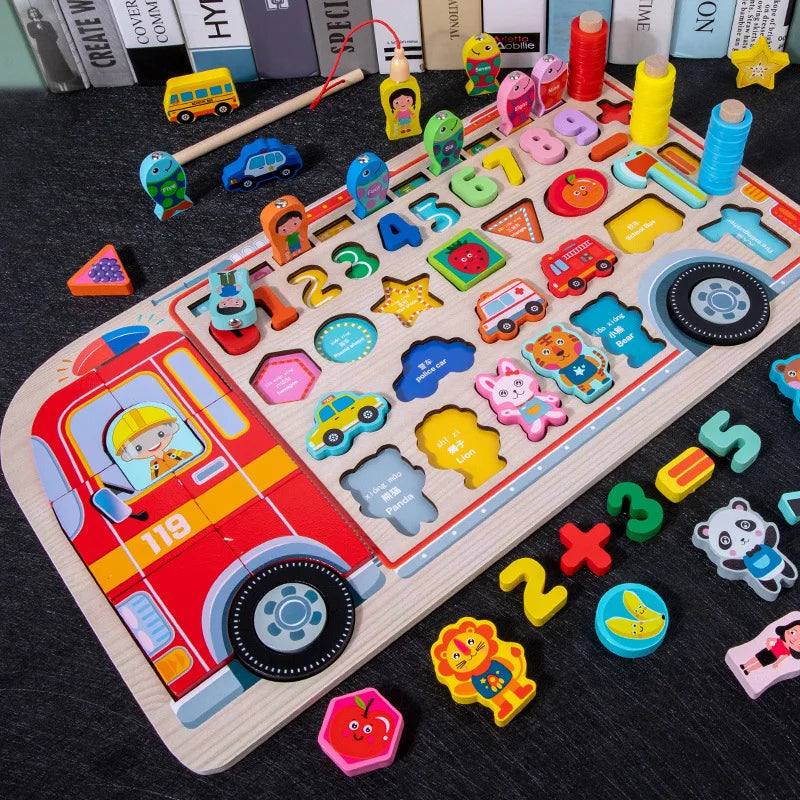 Wooden Busy Board with Fishing Game