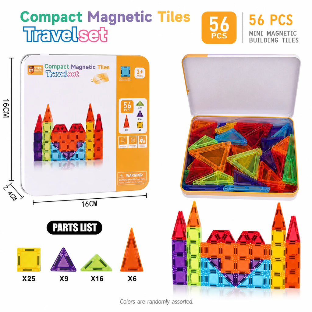 Mini Magnetic Tiles Travel Set in Tin Box