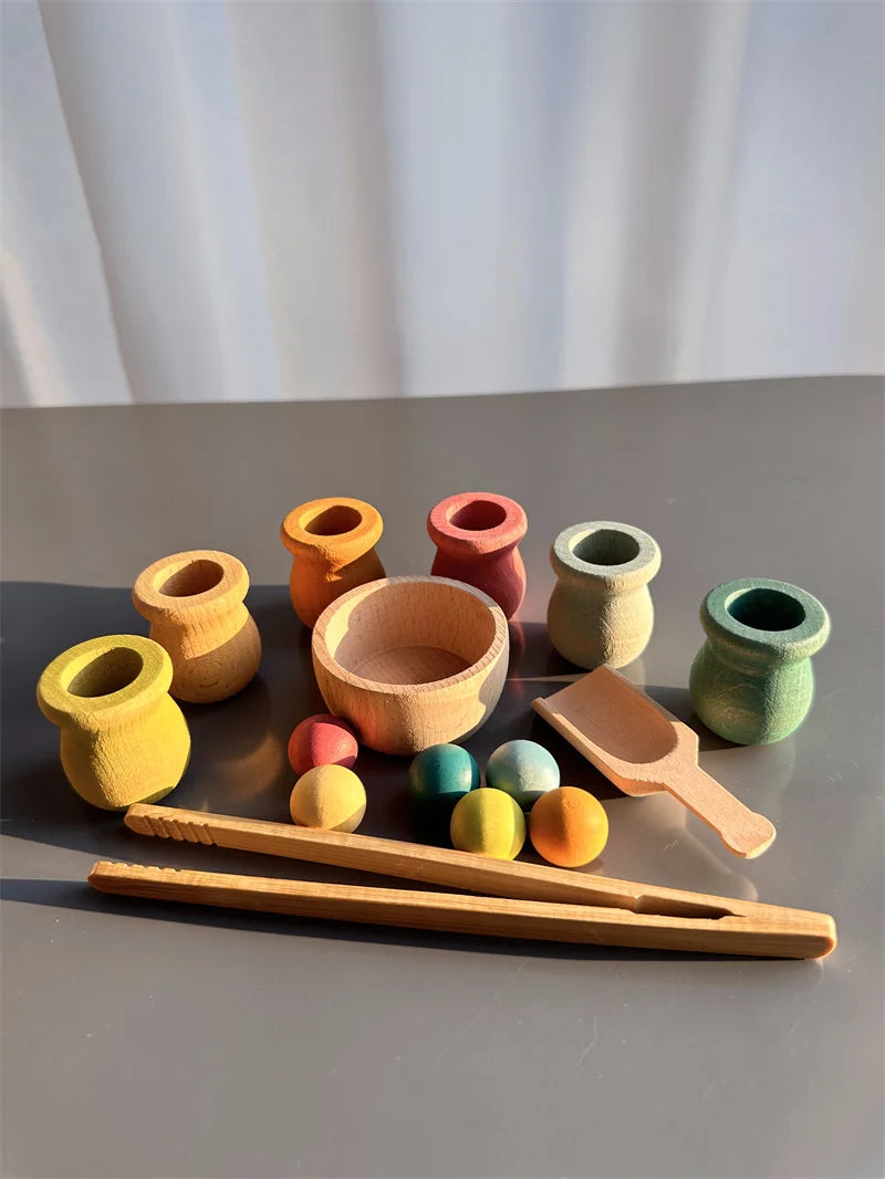 Beech Wooden Rainbow Sorting Peg Dolls, photo 7