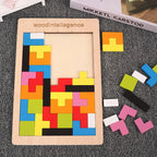 Wooden Tangram Puzzle Blocks – 3D Brain Teaser Toy