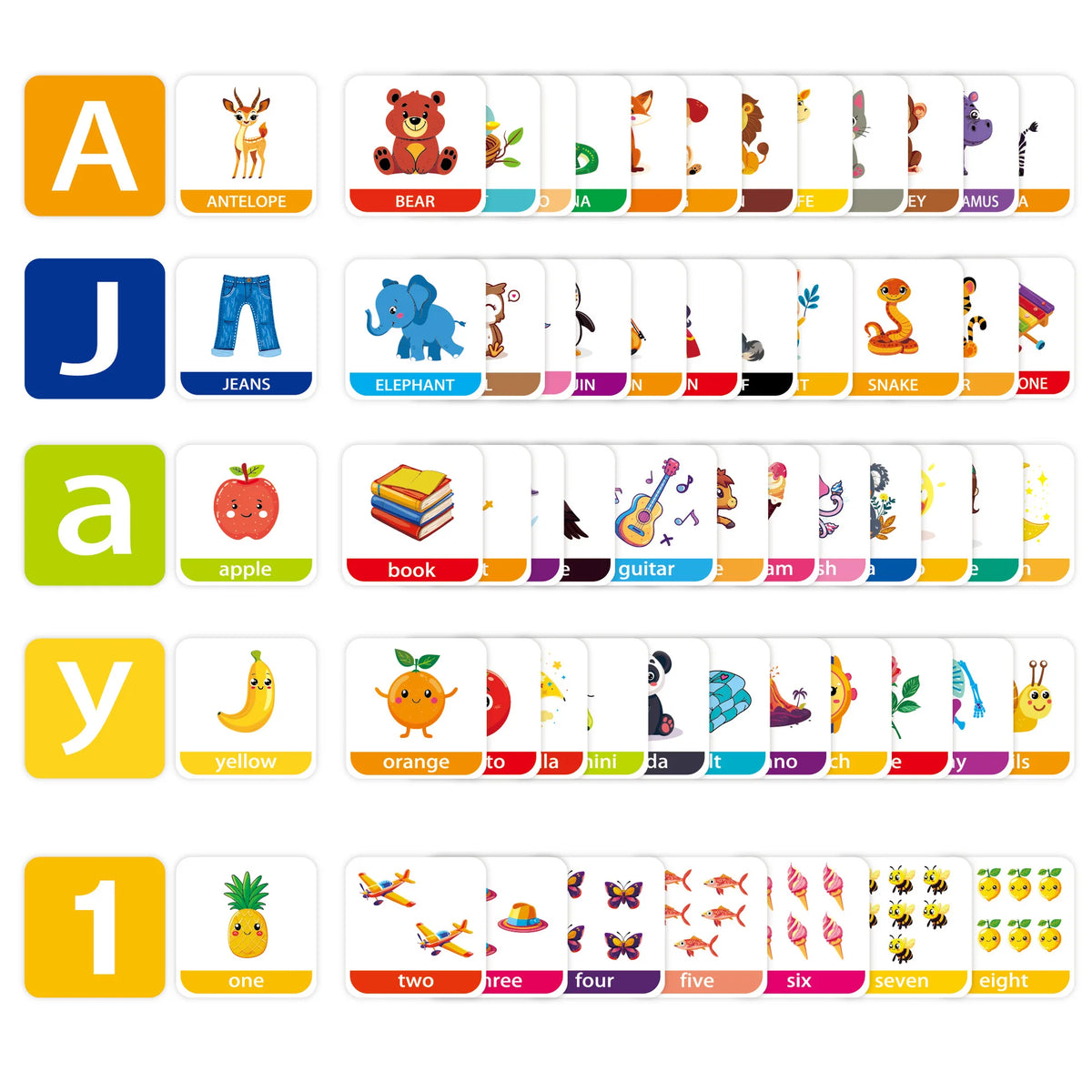 Cartoon English Learning Flash Cards