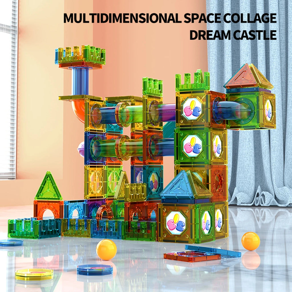 Clear Magnetic Tiles Marble Run Building Set