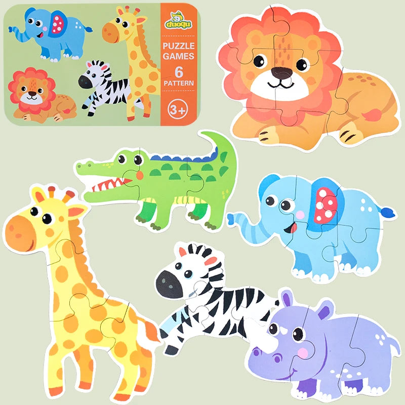 Wooden Animal and Vehicle Jigsaw Puzzle Set