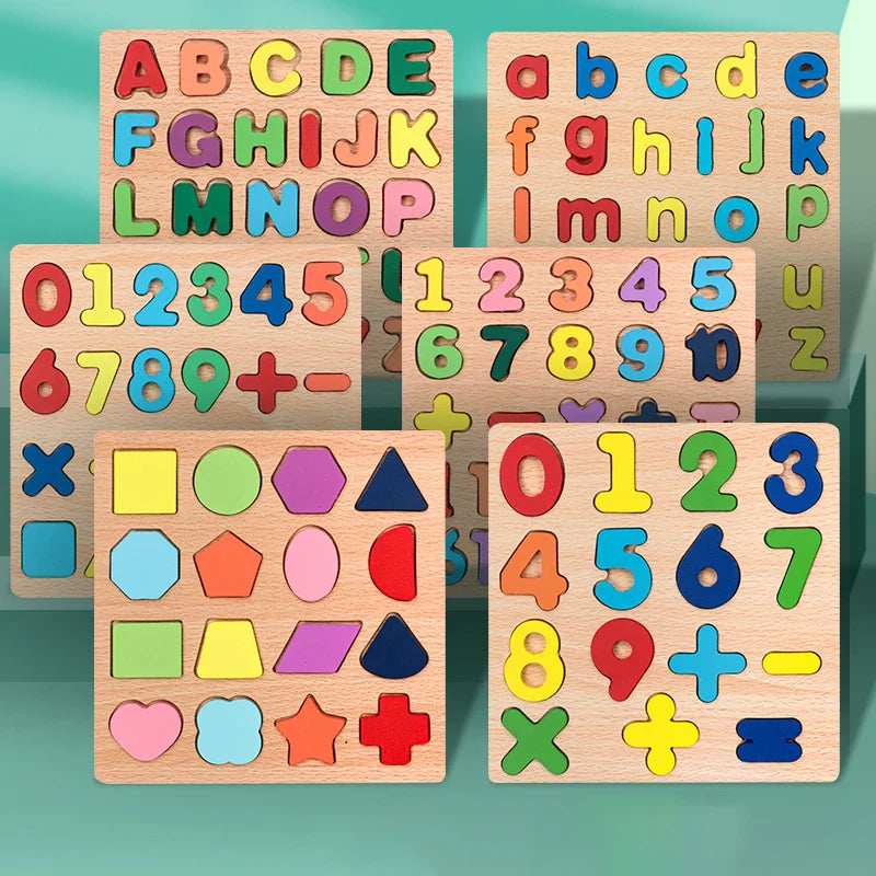 Wooden Alphabet & Number Puzzle Board