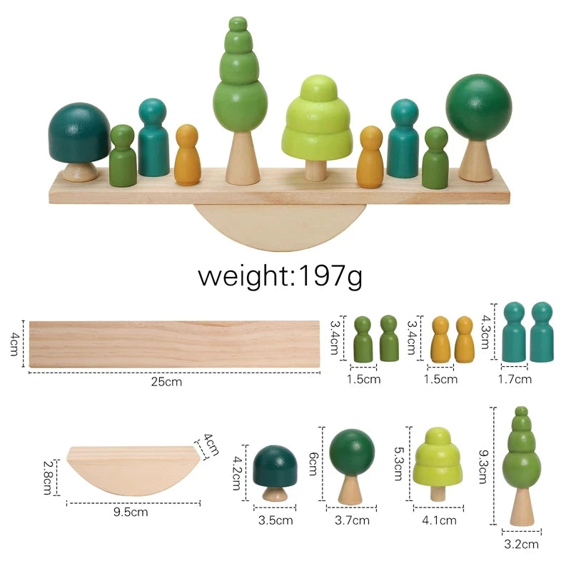 Montessori Sensory Wooden Forest Blocks & Animal Threading Toys