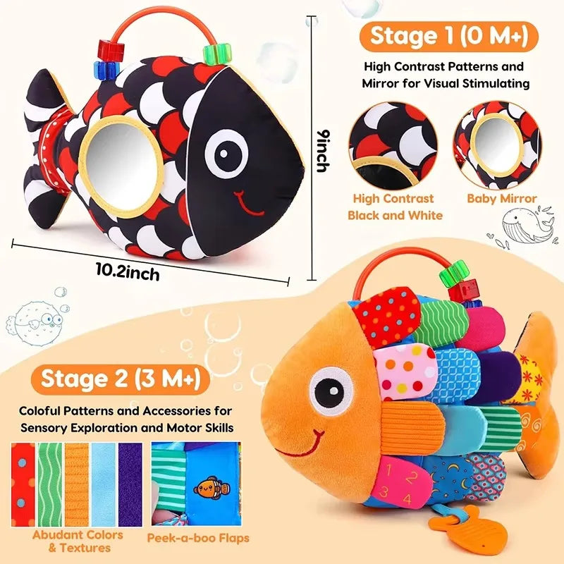 Tummy Time Fish Plush with Baby Mirror
