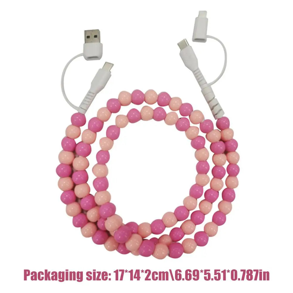 4-in-1 Beaded Charging Cable – 66W Fast Charger