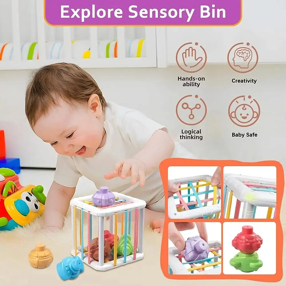Baby Shape Sorter Cube with Sensory Shapes
