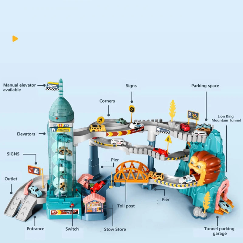 Lion Theme Car Track Racing Set