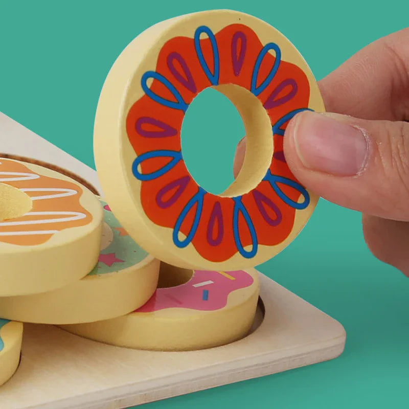 Montessori Wooden Doughnut Color Sorting Toy