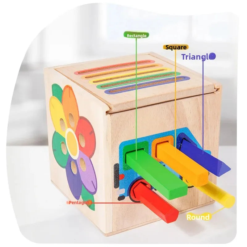 Wooden 5-in-1 Shape and Color Sorting Cube