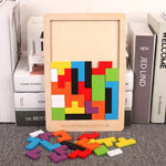 Wooden Tangram Puzzle Blocks – 3D Brain Teaser Toy