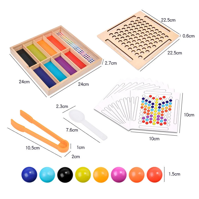 Wooden Clip Beads Sorting Game
