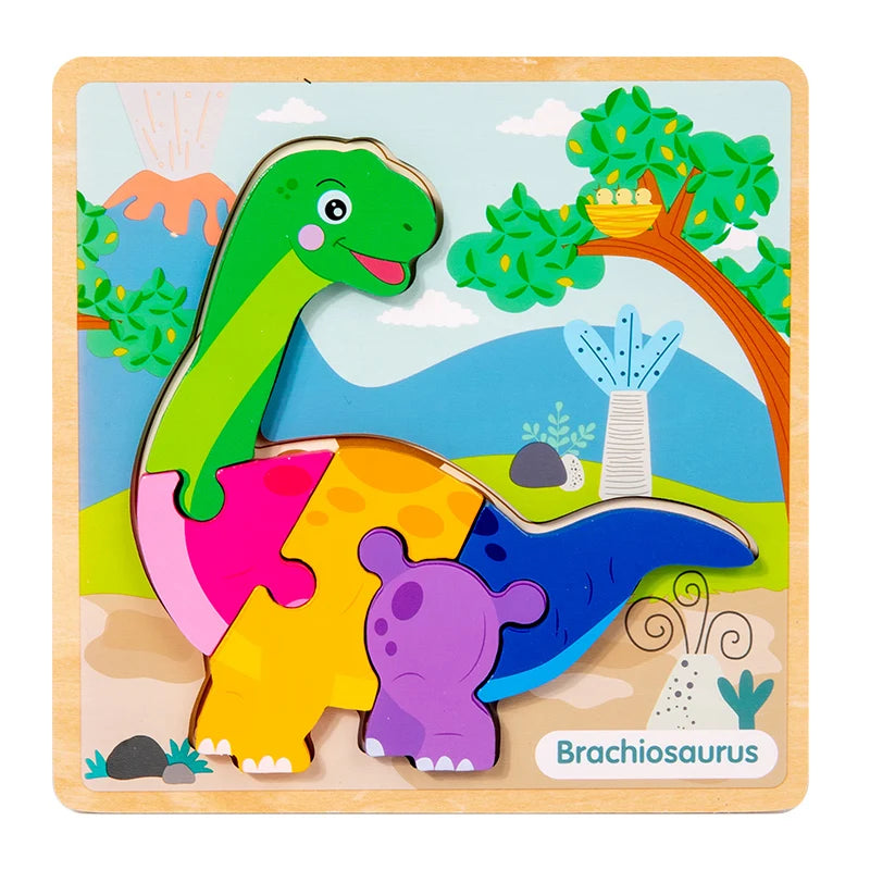 Wooden Dinosaur Shape Matching Puzzle