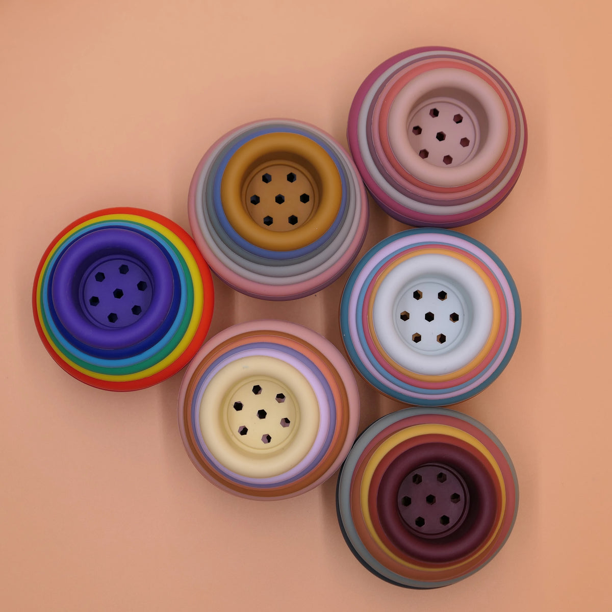 Rainbow Silicone Stacking Cup Set