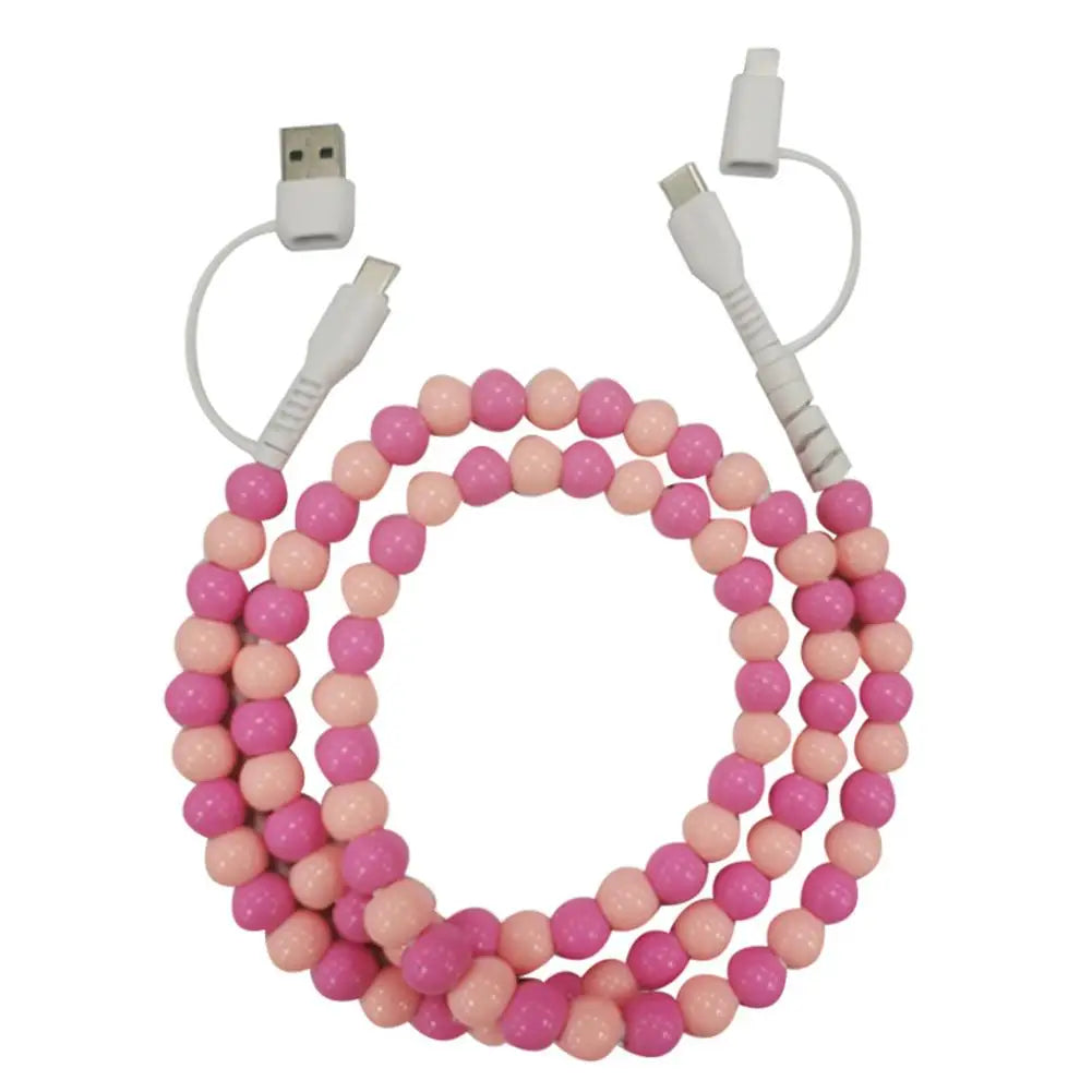 4-in-1 Beaded Charging Cable – 66W Fast Charger