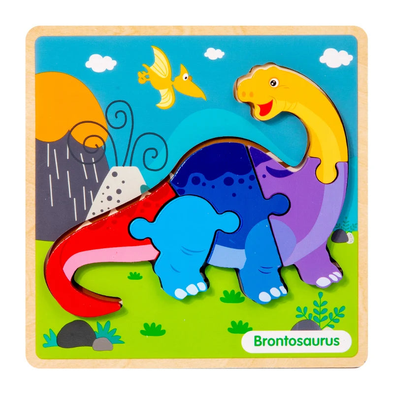 Wooden Dinosaur Shape Matching Puzzle