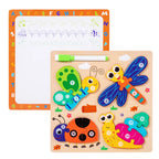 Wooden 3D Shape Puzzle with Drawing Board