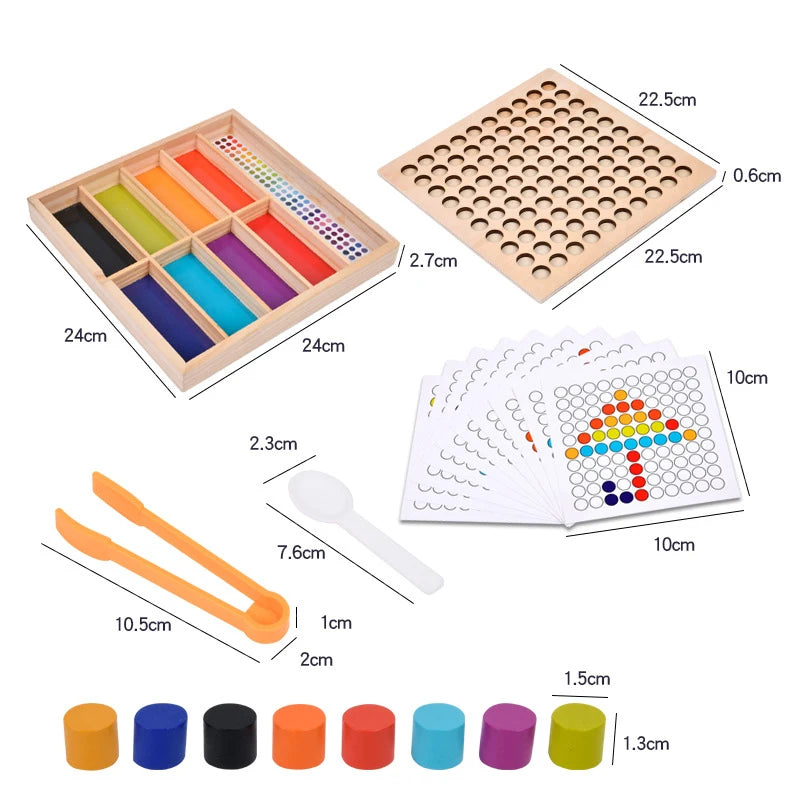 Wooden Clip Beads Sorting Game