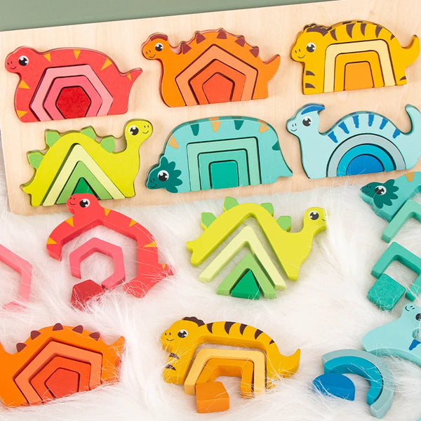 Wooden Dinosaur Shape Matching Puzzle