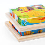 Montessori 6-in-1 Wooden Cube Puzzle Blocks