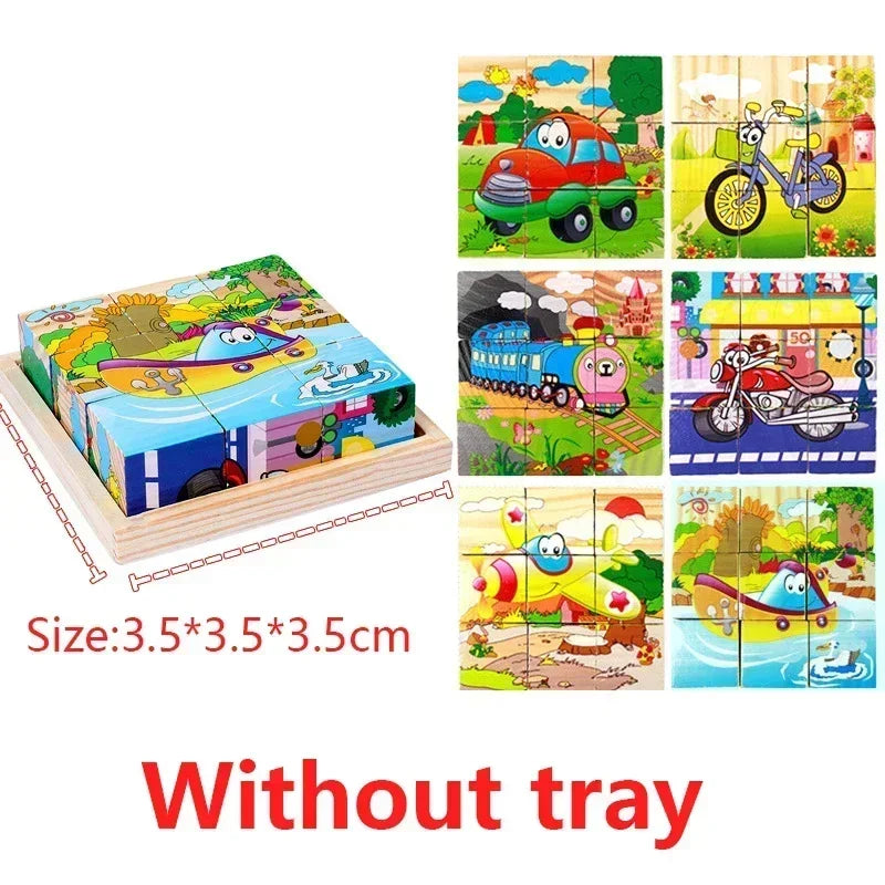 Wooden 3D Cube Puzzle – Montessori Educational Blocks
