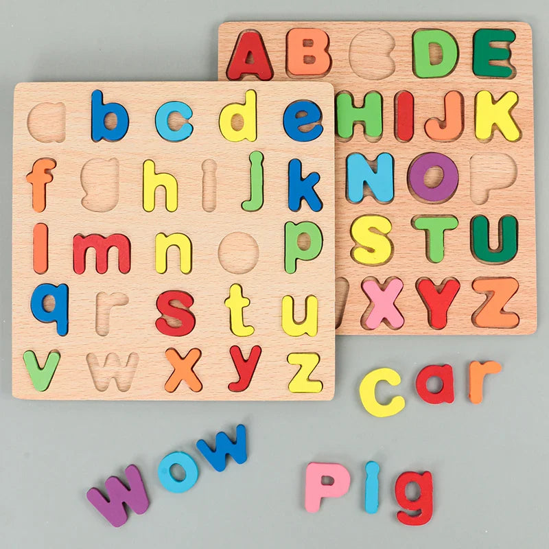 Wooden Alphabet & Number Puzzle Board