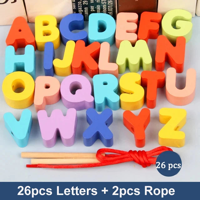 Wooden Threading Beads Lacing Toy