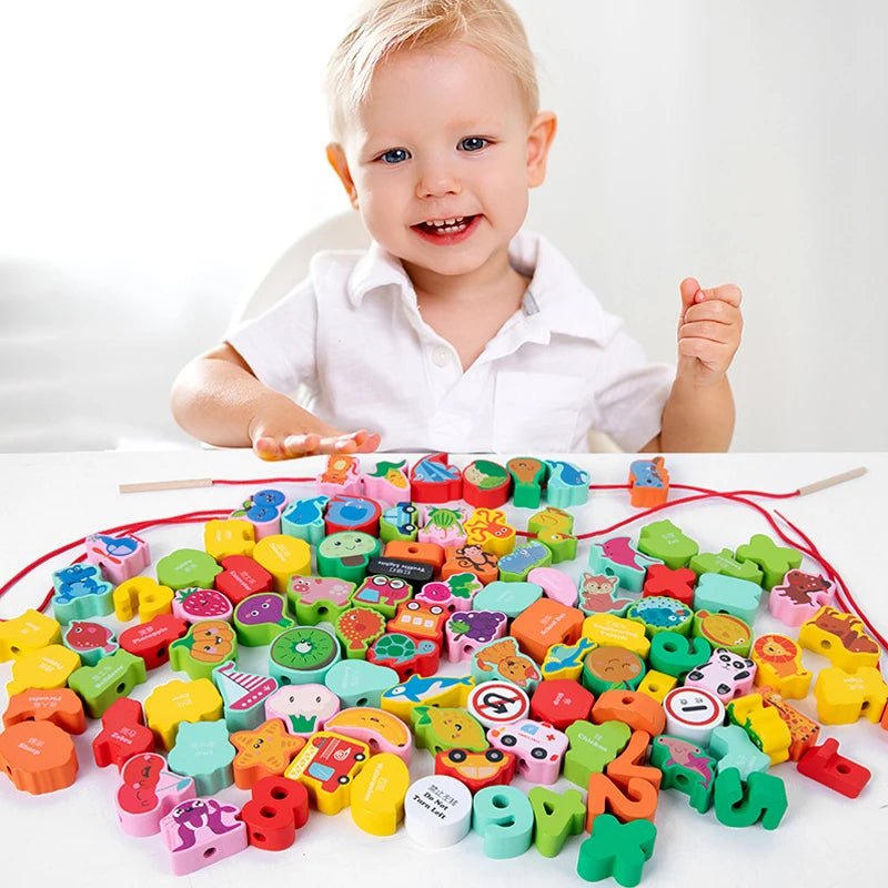 Wooden Threading Beads Lacing Toy
