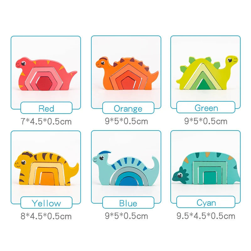 Wooden Dinosaur Shape Matching Puzzle