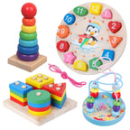 Montessori Wooden Sorting & Stacking Toy – Color and Shape Learning Board