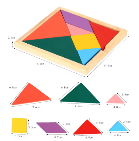 Wooden Tangram Puzzle Blocks – 3D Brain Teaser Toy