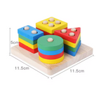 Montessori Wooden Sorting & Stacking Toy – Color and Shape Learning Board