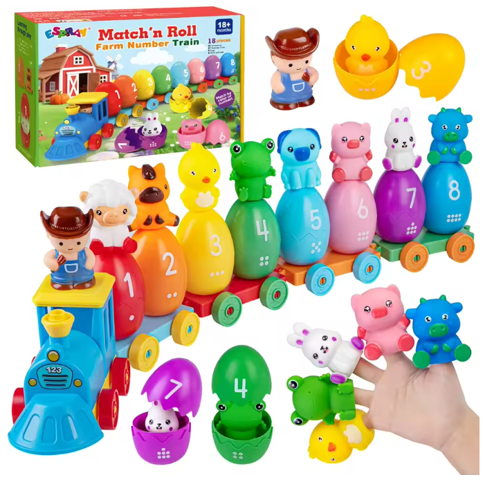 SmartTracks™ Farm Animal Train Set – Montessori Matching & Sorting Learning Toy