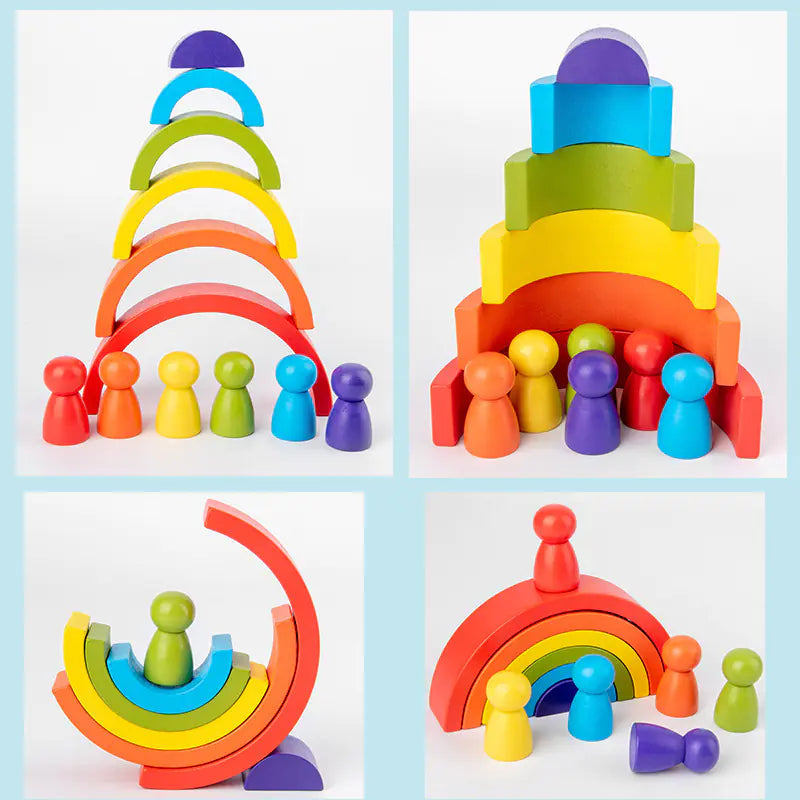 Rainbow Arch Montessori Wooden Building Blocks