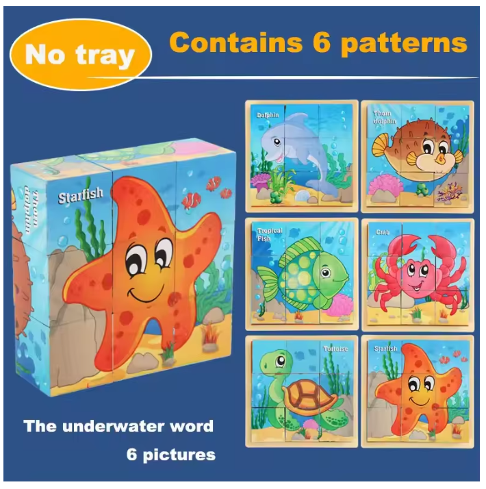 Wooden 3D Cube Puzzle – Montessori Educational Blocks