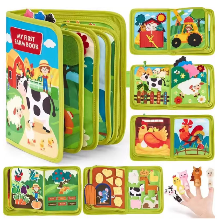 Toddlers Montessori Farm Animal Busy Cloth Book